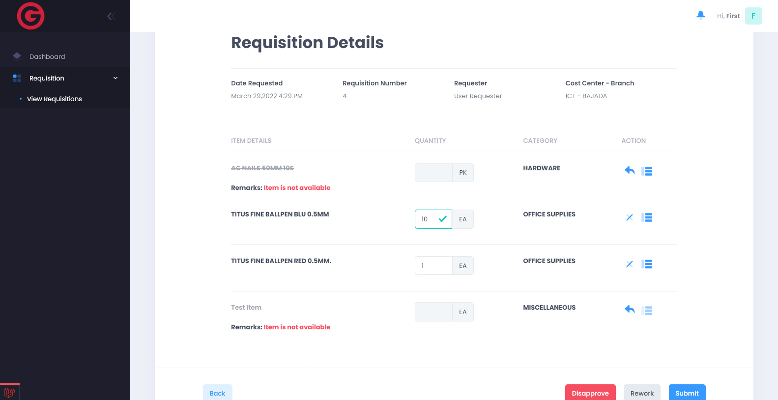 Approver UI